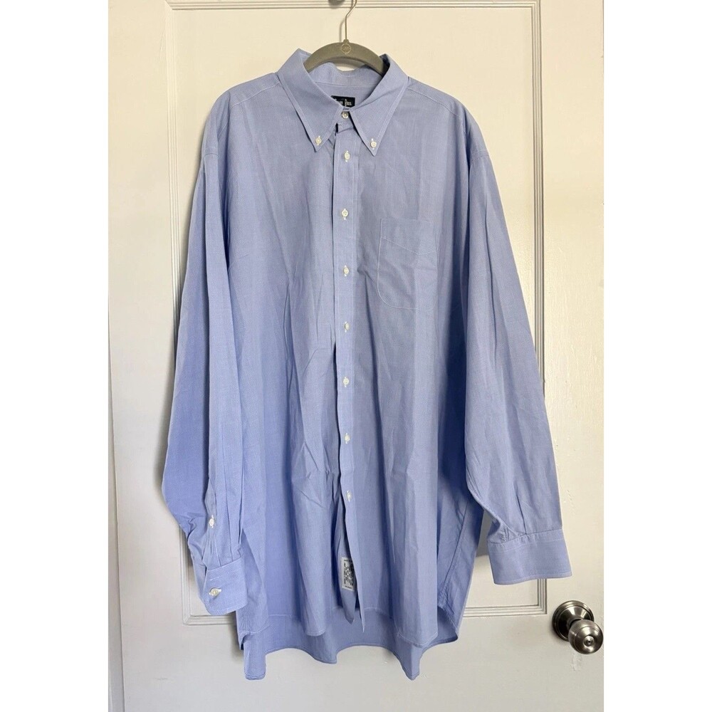 Vintage Gitman Bros Shirt Mens 18 35 XL Blue Gingham Check Button Down USA
